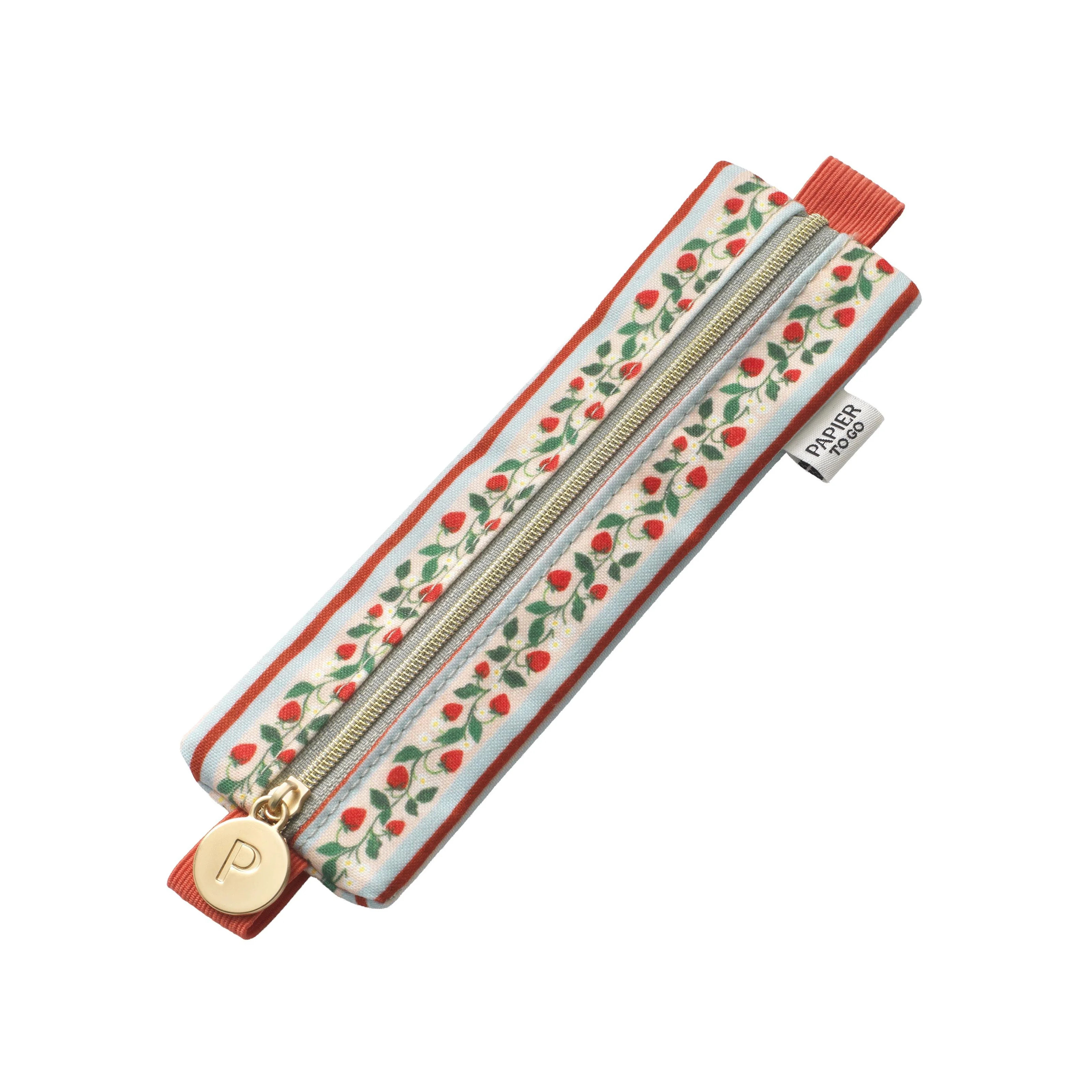 Papier To Go Elastic Fabric Pen Pouch, Strawberry Stripe, Red | Walmart (US)