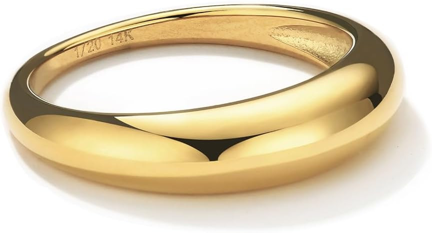 NOKMIT Chunky Dome Rings for Women Dainty 14K Gold Silver Tone Cute Bold Dome Statement Ring Thic... | Amazon (US)