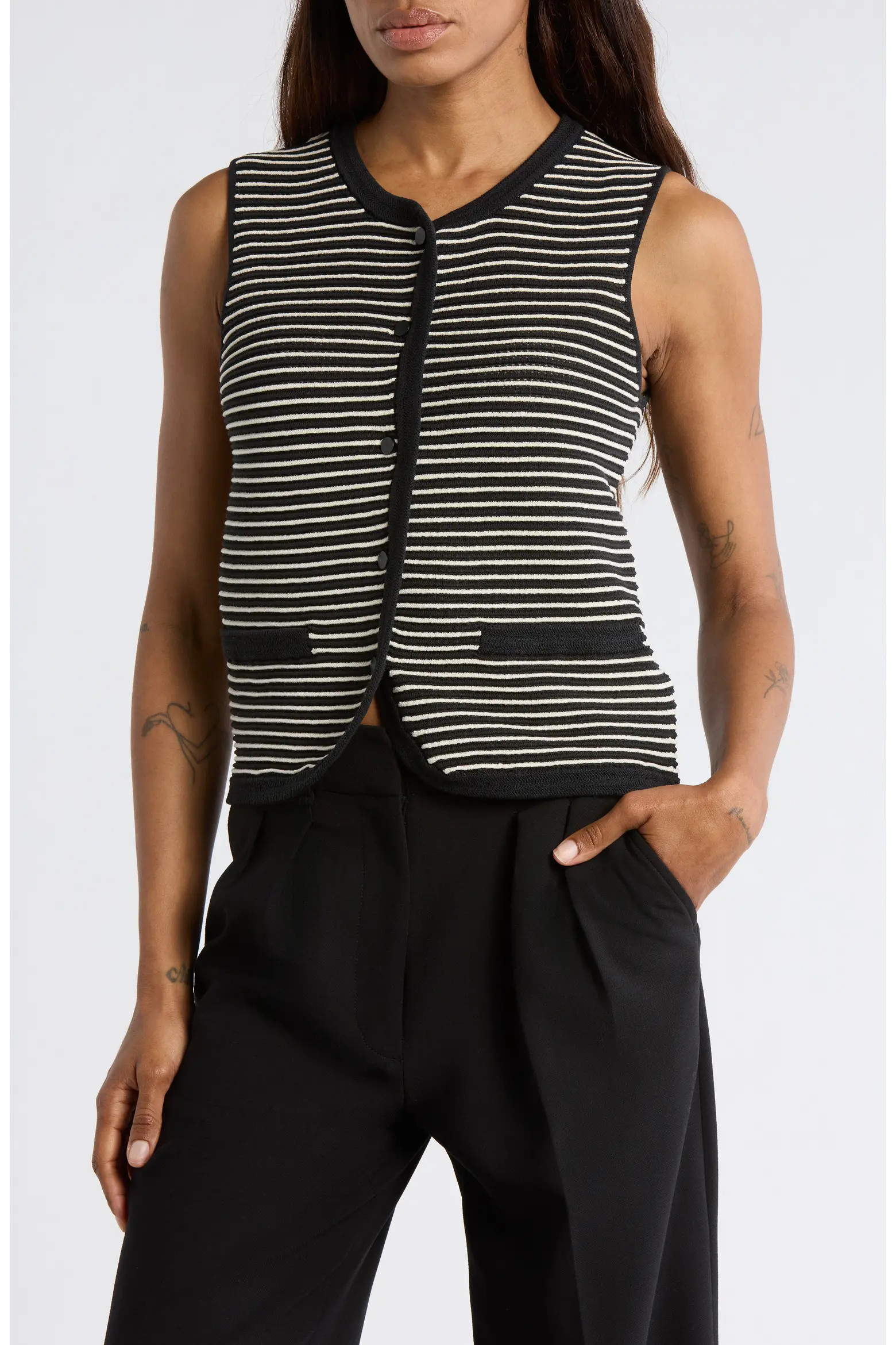 rag & bone Vivi Stripe Cotton Blend Sweater Vest (Women) | Nordstromrack | Nordstrom Rack