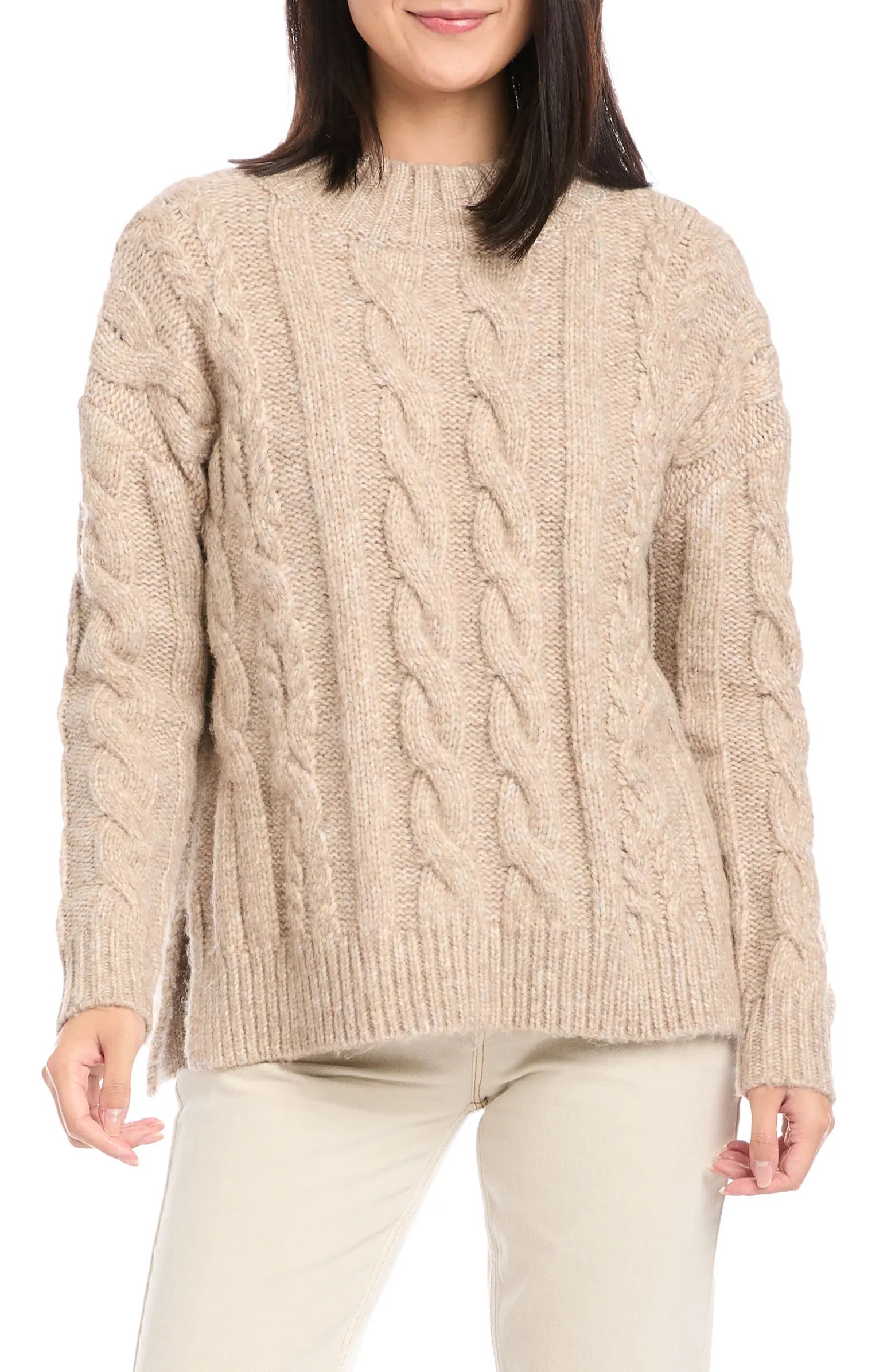 Oversize Cable Crewneck Sweater | Nordstrom