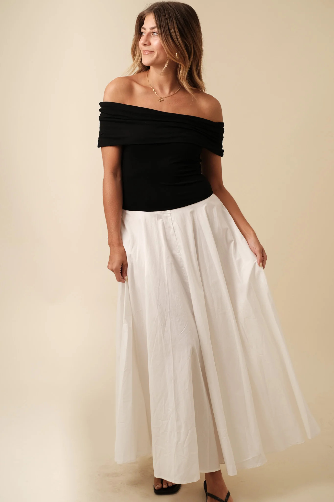 Zara Black and White Capped Sleeve Maxi Dress | MOMNI