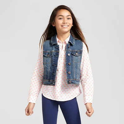 Girls' Jean Vest - Cat & Jack™ Dark Vintage Wash | Target