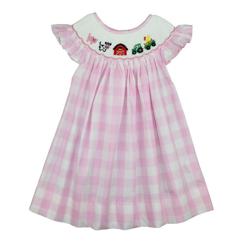 Pink Check Smocked Farm Dress | Cecil and Lou