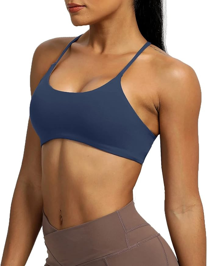 Aoxjox Women's Workout Sports Bras Fitness Backless Padded Ivy Low Impact Bra Yoga Crop Tank Top | Amazon (US)