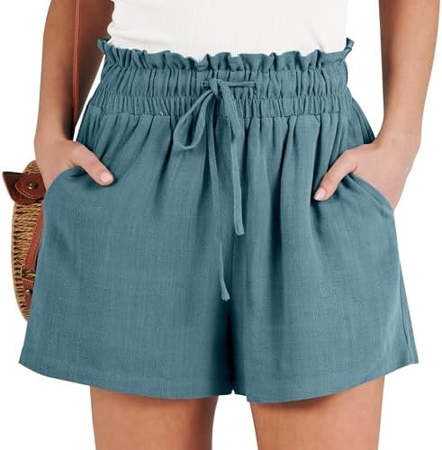 ANRABESS Women Linen Shorts, Wide Leg High Waist Loose Elastic Drawstring Casual Dressy 2026 Summ... | Amazon (US)