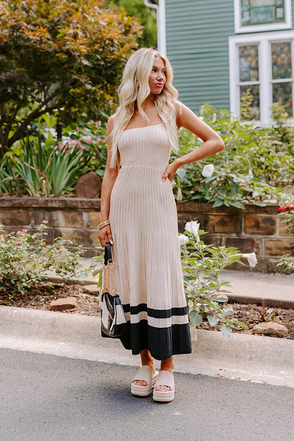 Coastal Cutie Ribbed Maxi Dress in Beige | Impressions Online Boutique