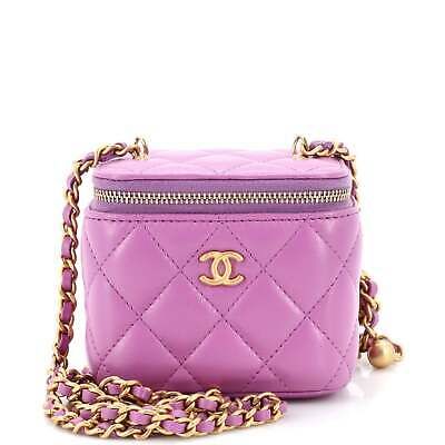 Chanel Pearl Crush Vanity Case with Chain Quilted Lambskin Mini Purple  | eBay | eBay US