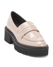 Made In Italy Leather Chunky Sole Loafers With Penny Strap | Women's Shoes | Marshalls | Marshalls