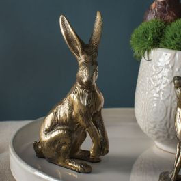 Gold Finish Sweet Bunny Figure 7 inch | Antique Farm House
