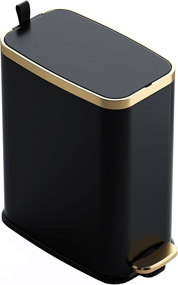 CEROELDA Small Bathroom Trash Can with Lid Soft Close-5L/1.3 Gal Slim Garbage Can-Metal Step Wast... | Amazon (US)