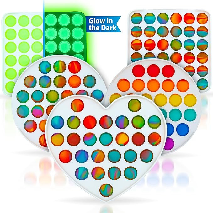 (5 Pack) Pop It Fidget Toys Big Jumbo Heart Shaped Pop its Fidgetget Packs Valentines Day Gifts f... | Amazon (US)