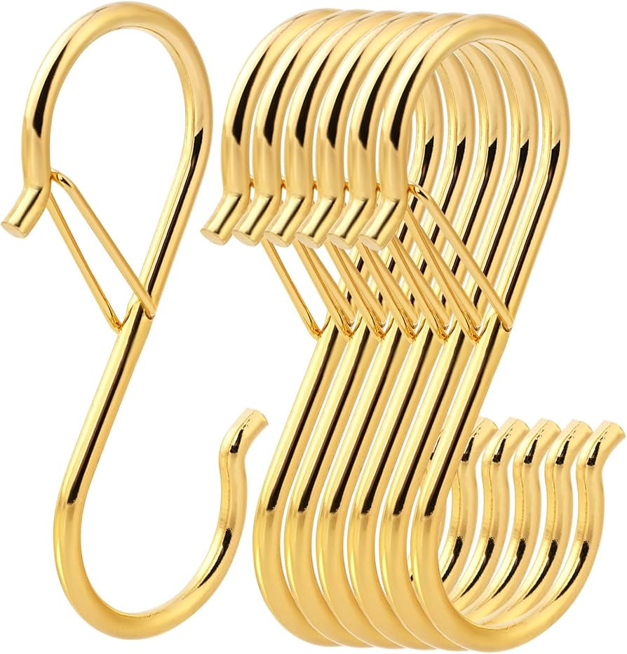 Ultimate Hanging Hooks Set - 3.55inch Gold S Hooks for Hanging Heavy Duty - Ideal for Plants, Bas... | Amazon (US)