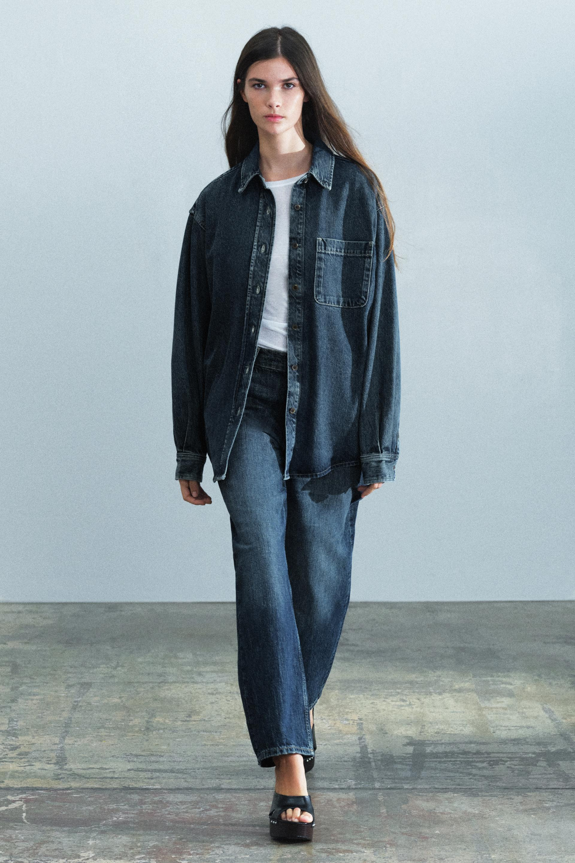 Zara - Zw Collection Denim Shirt - Blue - Xl - Woman | Zara US