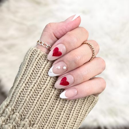 New holiday, new press-on nail set! Love the natural look with a pop of red heart!  Linking these, my rings, and some other cute Valentine’s Day designs! I have a full blog post with tips and tricks on how to make these last 2+ weeks on www.themichellewest.com  

#LTKunder50 #LTKbeauty #LTKstyletip
