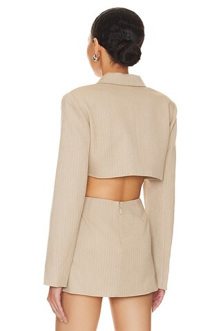 x REVOLVE Zayne Cropped Blazer in Bone & White Stripe | Revolve Clothing (Global)