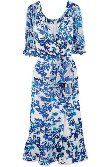 Saloni - Olivia Floral-print Fil Coupé Midi Dress - Blue | NET-A-PORTER (UK & EU)