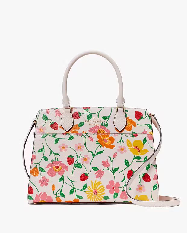 Madison Strawberry Garden Printed Medium Satchel | Kate Spade Outlet