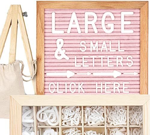 Felt Letter Board 10x10 (Pink) +690 PRE-Cut Letters +Cursive +UPGRADED WOODEN Sorting Tray | Lett... | Amazon (US)
