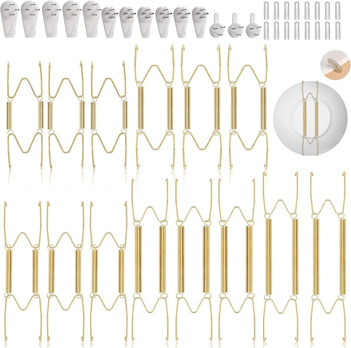 14 pcs Plate Hangers for The Wall, 4/6/8/10/12 Inch Invisible Decorative Wall Plate Hangers, Stai... | Amazon (US)