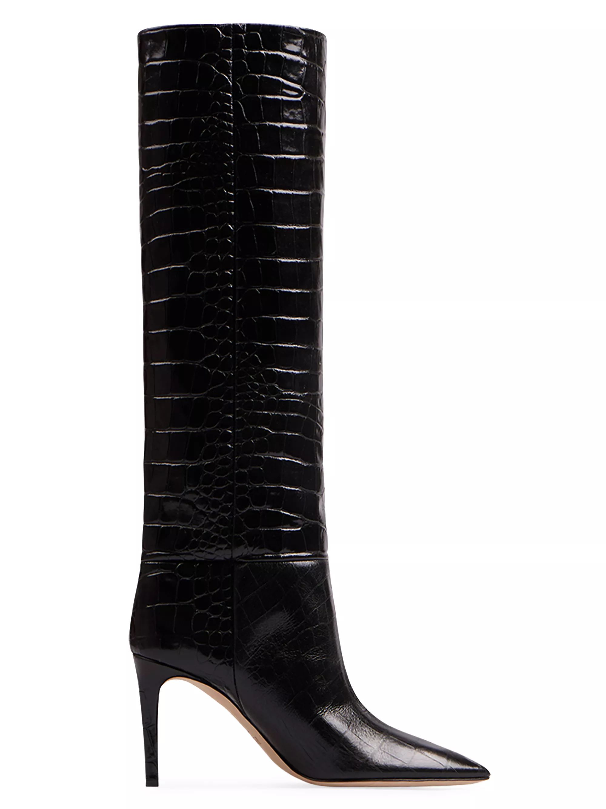 Stiletto 85MM Crocodile-Embossed Leather Boots | Saks Fifth Avenue