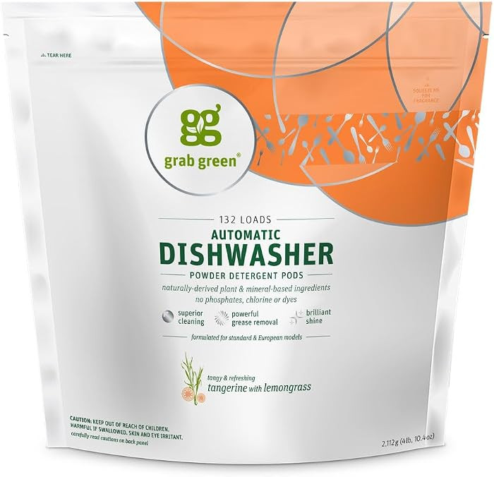 Grab Green Automatic Dishwashing Detergent Pods, 132 Count, Tangerine Lemongrass Scent, Plant and... | Amazon (US)
