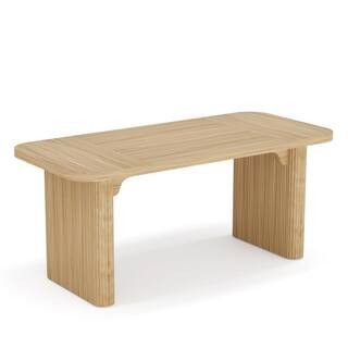 Moronia 62 in. Modern Rectangle Light Brown Wood Executive Computer Desk Simple Writing Table for Home Office | The Home Depot