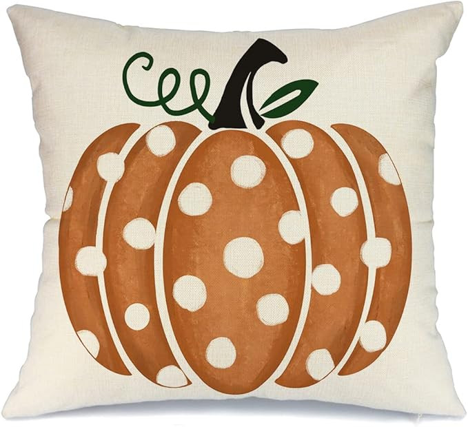 Fall Pillow Covers 18x18 inch Polka Dots Pumpkin Throw Pillow Covers for Fall Thanksgiving Decora... | Amazon (US)