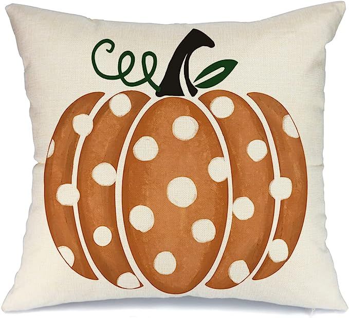 Fall Pillow Covers 18x18 inch Polka Dots Pumpkin Throw Pillow Covers for Fall Thanksgiving Decora... | Amazon (US)