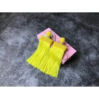 Yellow Large Clip On Earrings Long Dangle Beaded Fringe Boho Chandelier Statement Jewelry Gift | Etsy (US)