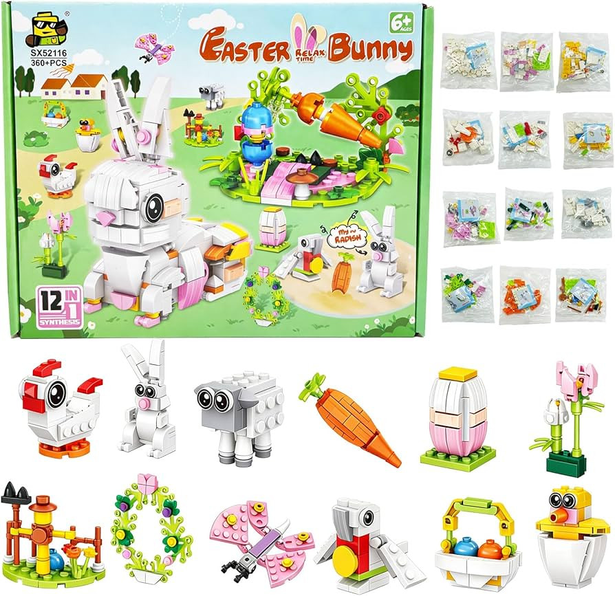 12 pcs Easter Egg Fillers Building Kits,Easter Bricks Toy Gift Easter Egg Fillers, Teen Easter Ba... | Amazon (US)