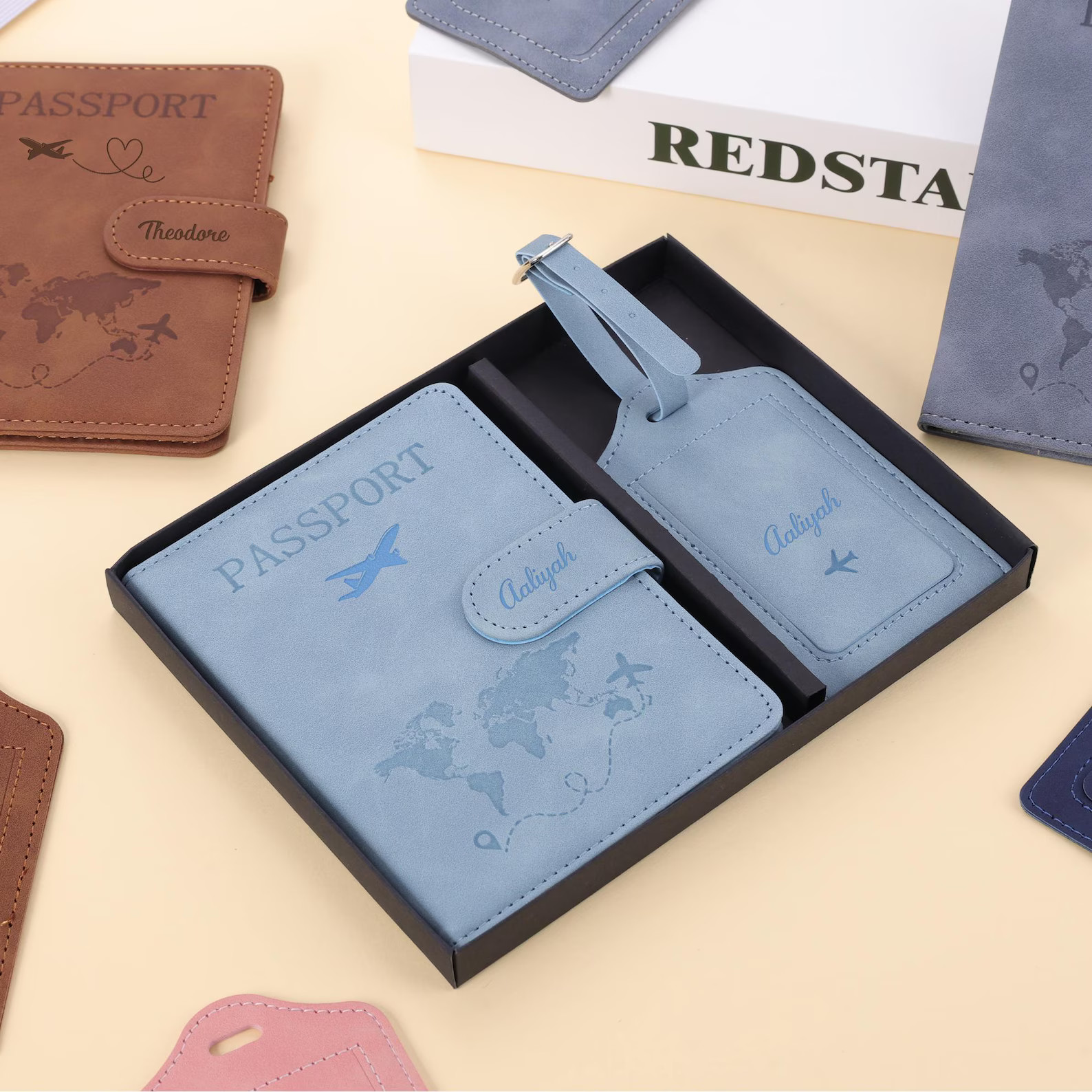 Custom Passport Holder With Gift Box, Custom Luggage Tag - RFID Passport Cover, Travel Gift for C... | Etsy (US)