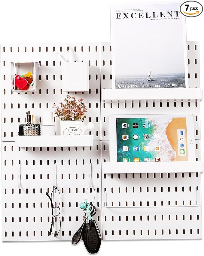 Peg board Set | White Pegboard Wall Organizer, Sets of 4 Pegboards with 9 Different Accessories -... | Amazon (US)