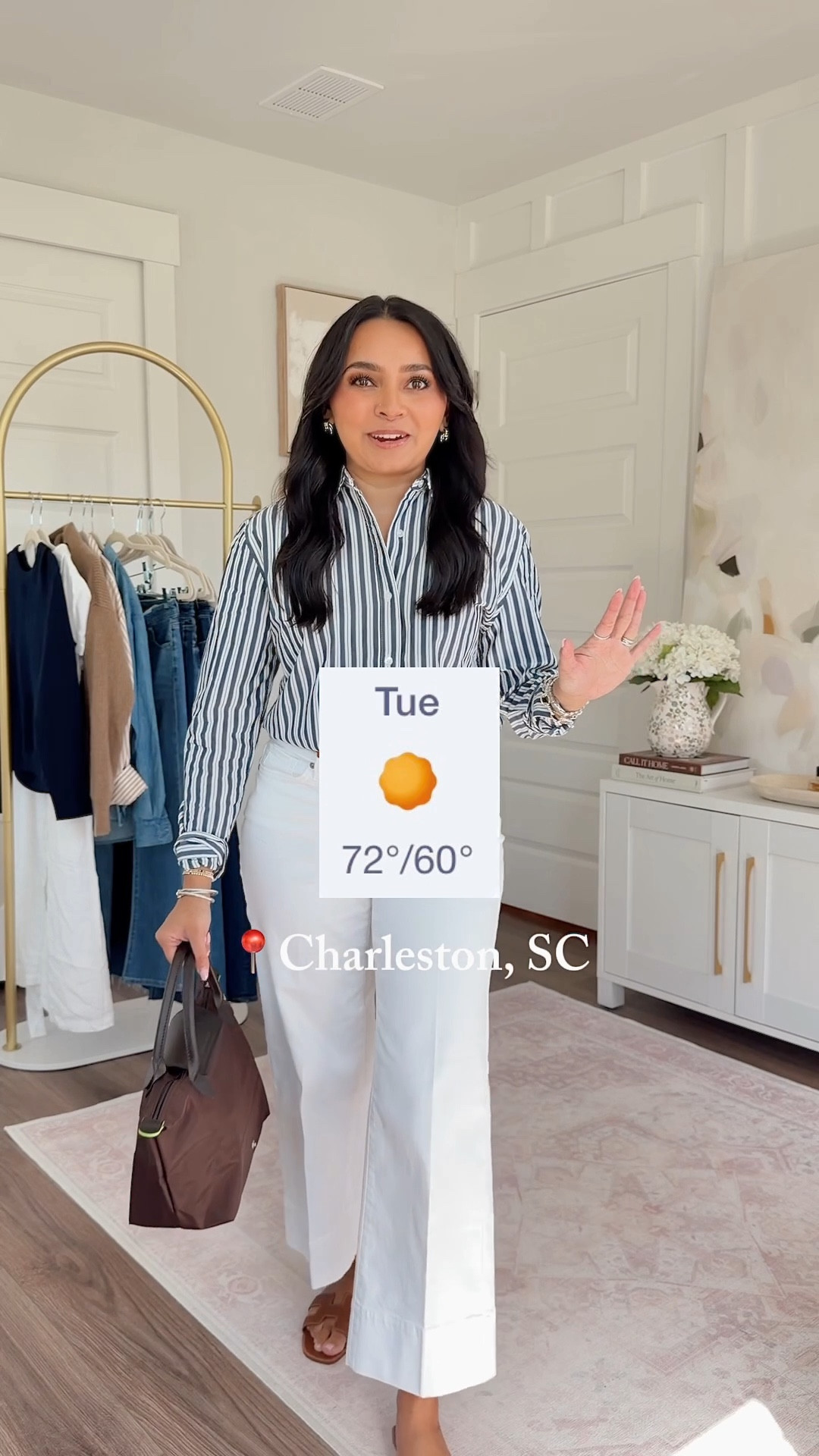 For reference: I’m 5’0, petite, 32b bra size, and 2/26 in bottoms, pear shaped. 
*Everything I share is unaltered! TTS means true to size. Between size 5-6.5 in shoes

Stripe top size xs TTS
White jeans size 0 petite - sized down a size in this brand
Reversible belt size xs TTS
Brown sandals are from Hermes - Similar linked
Tote bag is the small size!


#LTKSaleAlert #LTKootd #LTKPetite