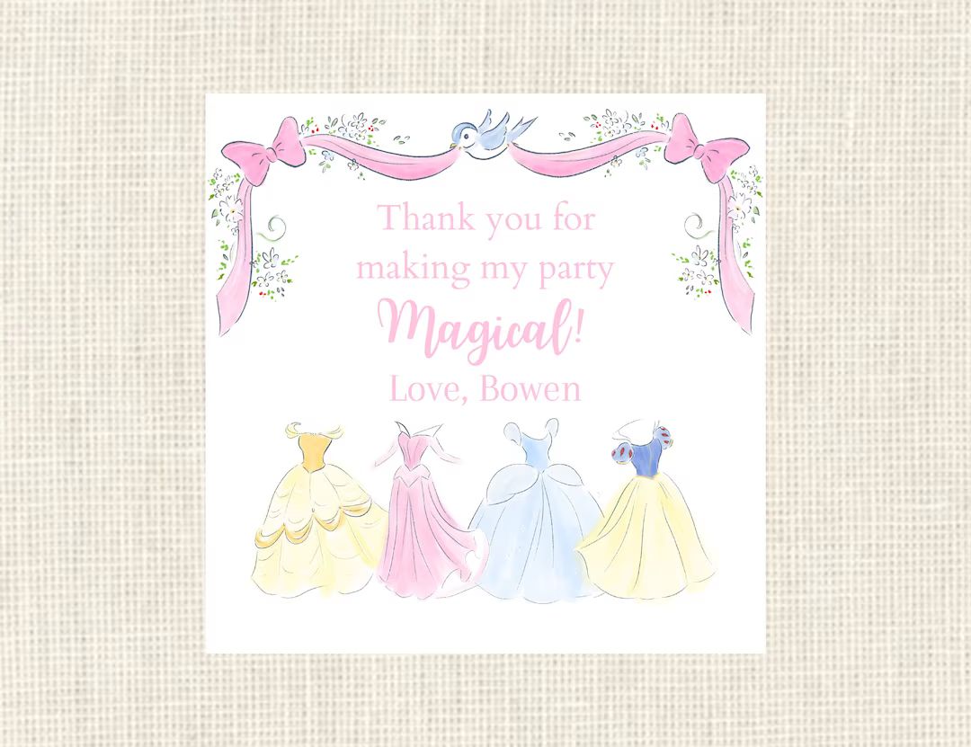Birthday Party Favor Tags / Princess Party / Gift Tags / Kids / Block / Colorful - Etsy | Etsy (US)