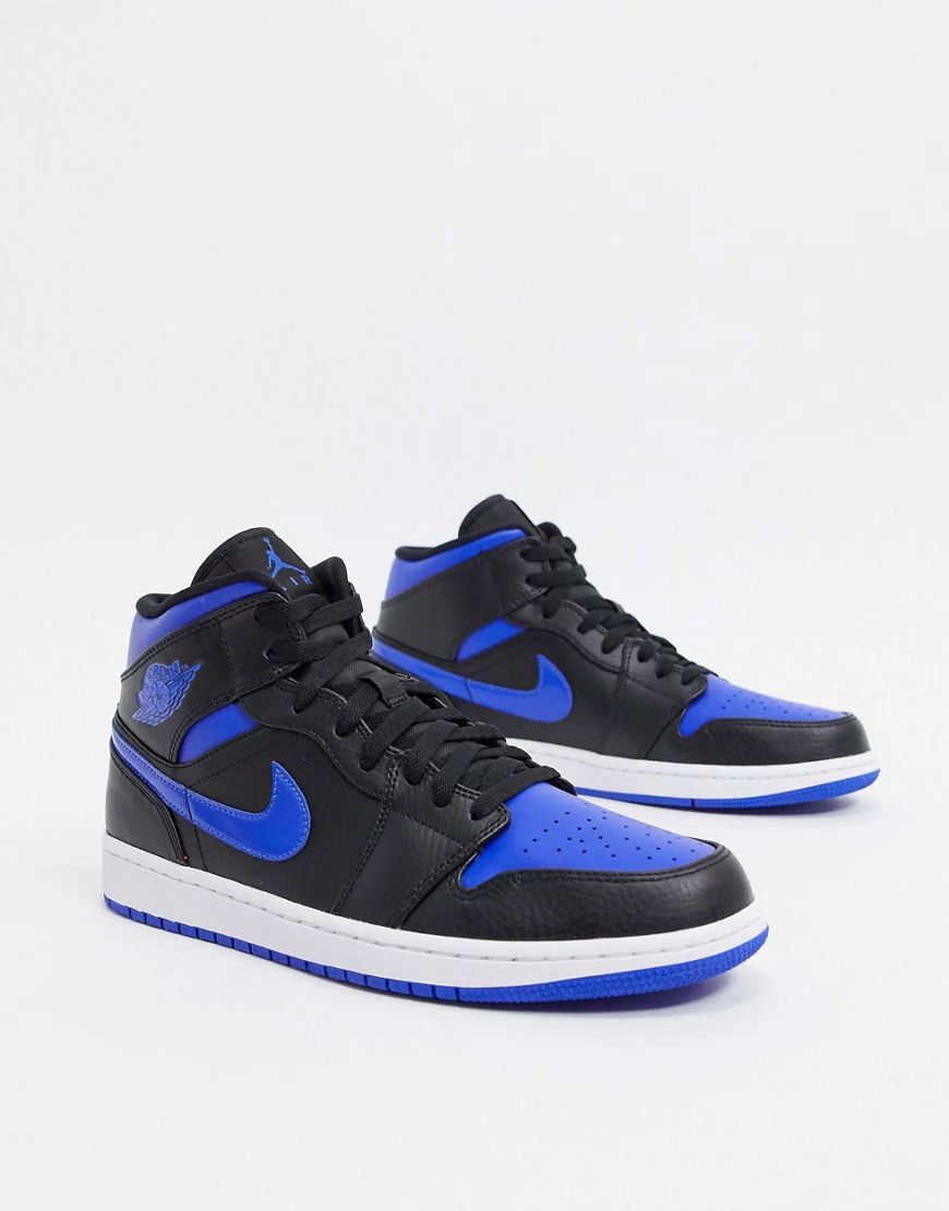 Nike Air Jordan 1 Mid trainers in blue and black | ASOS (Global)