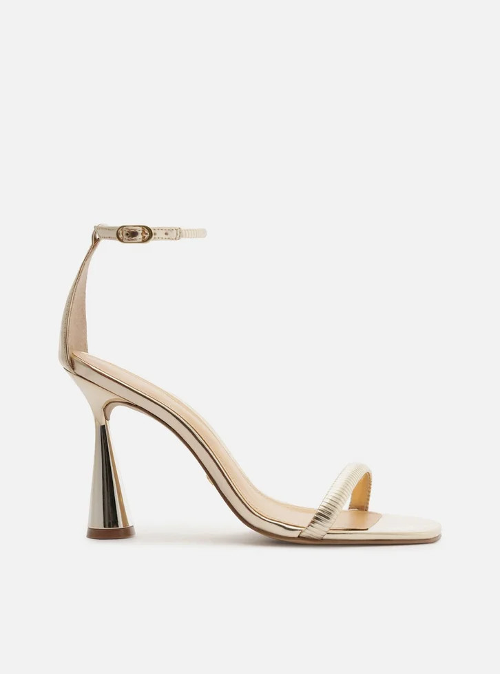 Sandália Dourada Salto Alto Ampulheta | ZZ Mall (BR)