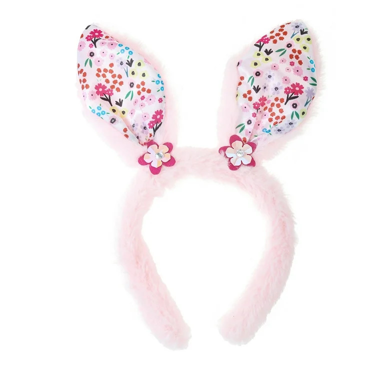 Way to Celebrate Easter Calico Print Bunny Ear Headband, Pink, 1 Piece | Walmart (US)