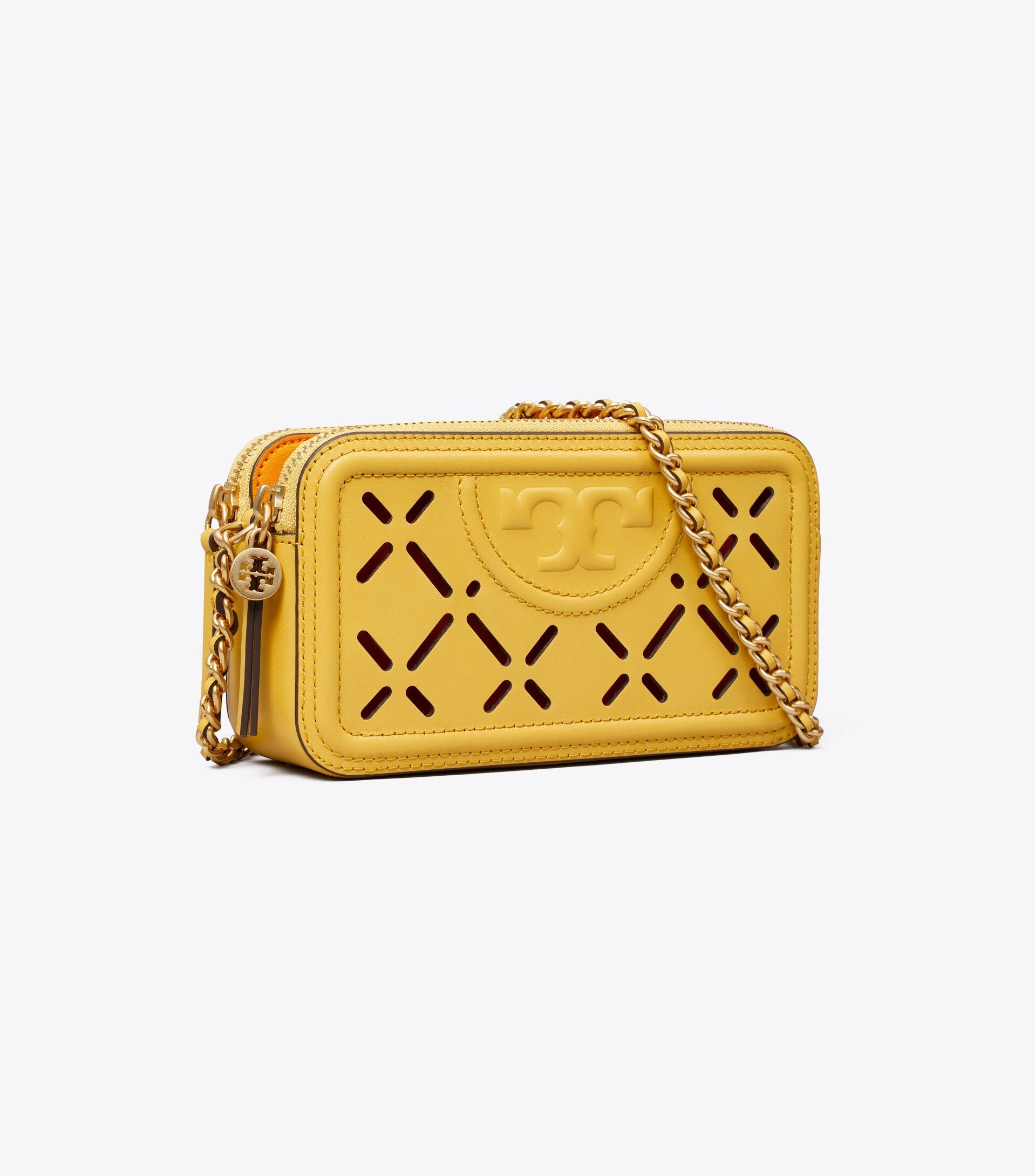 Fleming Diamond Perforated Double-Zip Mini Bag | Tory Burch (US)