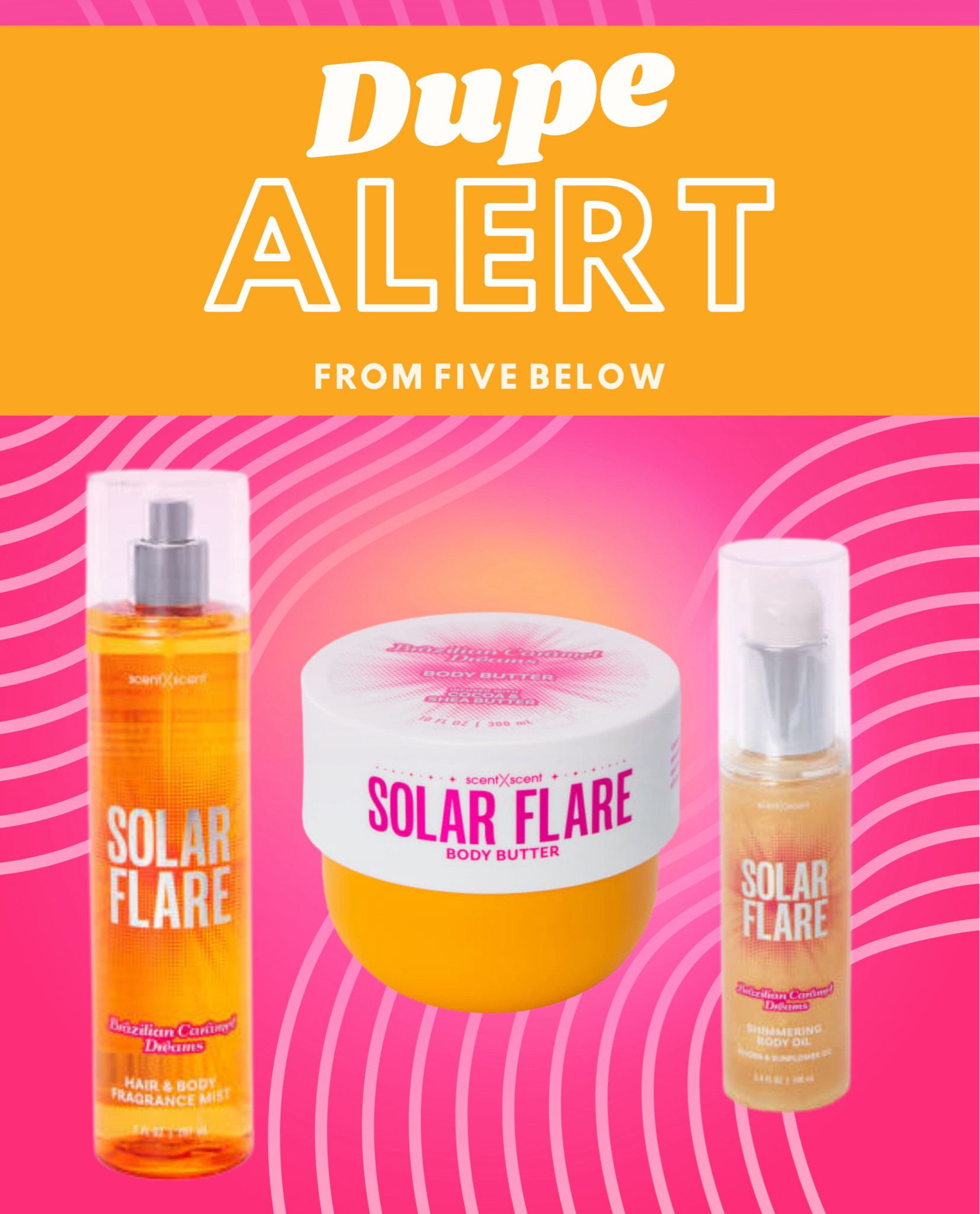 I love the Sol De Janeiro 62 products! The smell WONDERFUL! 

What if I tell you that there is a dupe? Look no further than Five Below! This set smells amazing! We have set hem here at the warehouse and everyone loves them! 🧡

For $5, you literally can not beat the smell! 😍

#LTKFindsUnder50 #LTKStyleTip #LTKBeauty