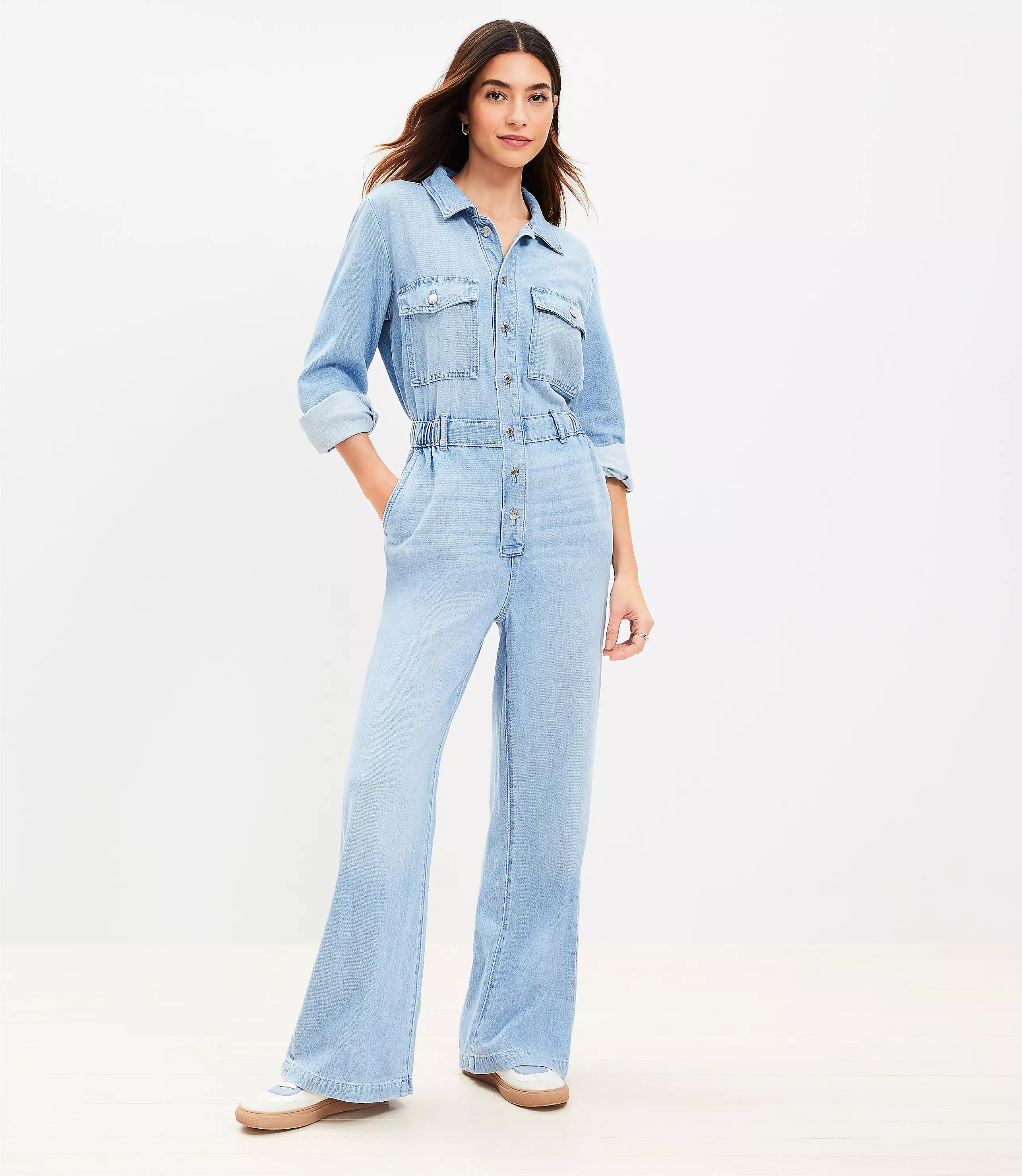 Denim Jumpsuit in Vintage Wash | LOFT