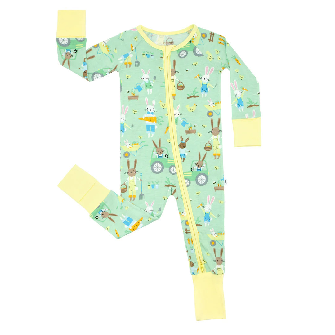 Pistachio Hop To It Bamboo Viscose Zippy | Little Sleepies