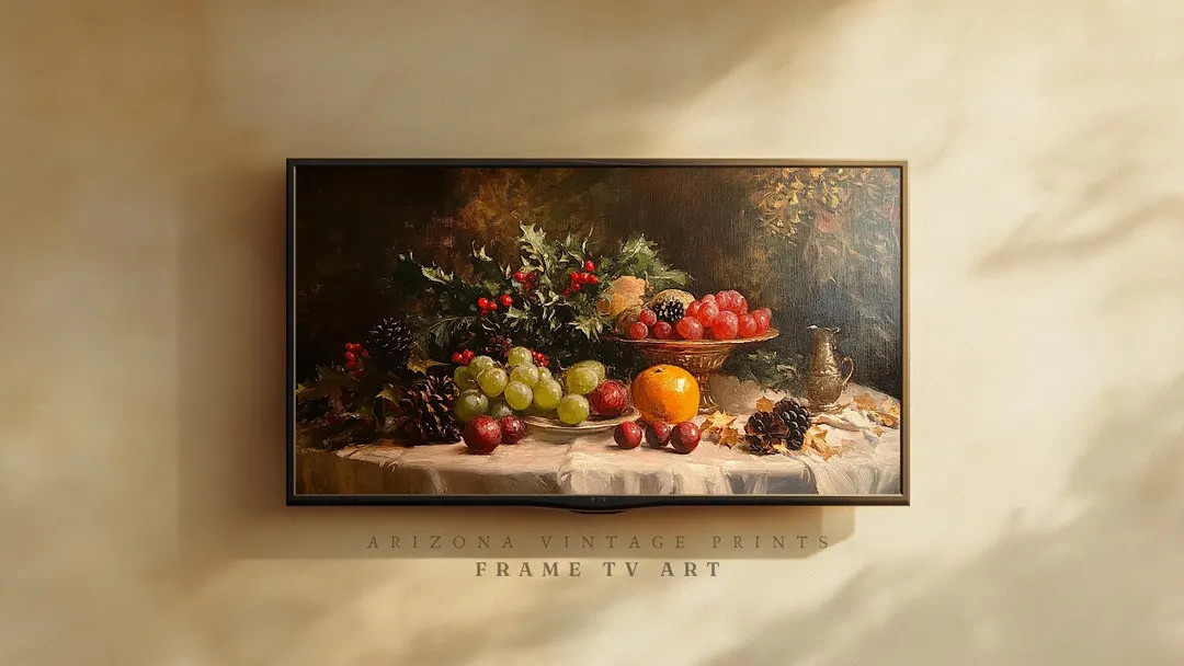 Christmas Fruit Still Life: Vintage Impressionist Frame TV Art (digital Download ONLY - TV009 - E... | Etsy (US)