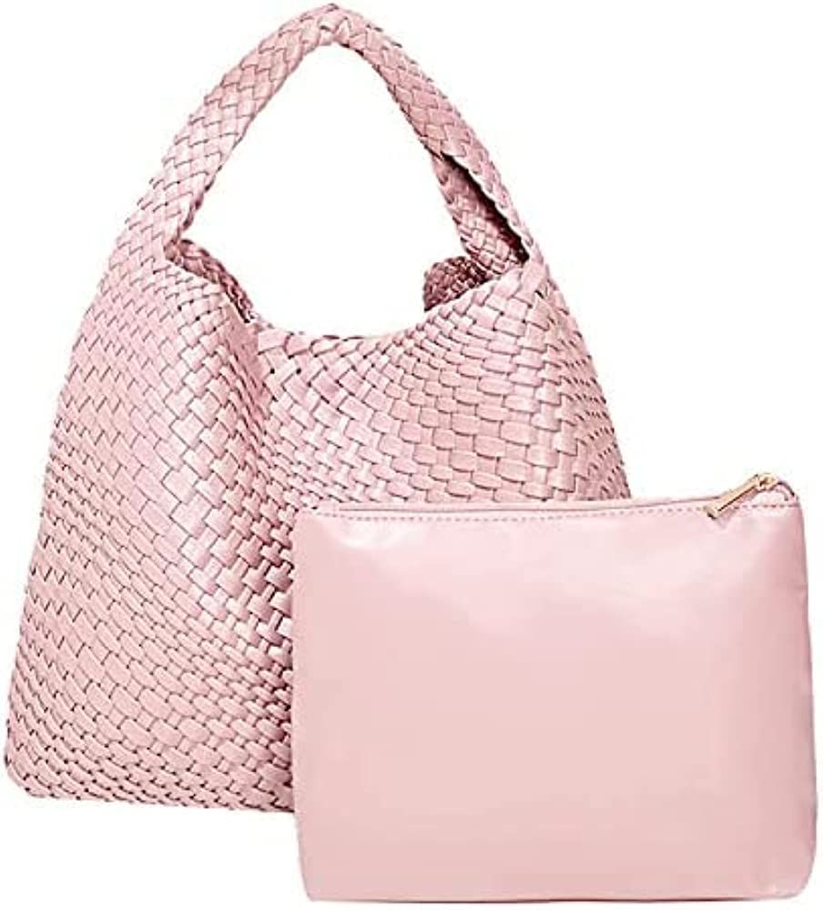 Doxwater Women Vegan Leather Hand Woven Tote Handbag Large Capacity Shoulder Top-handle Bag All-M... | Amazon (US)