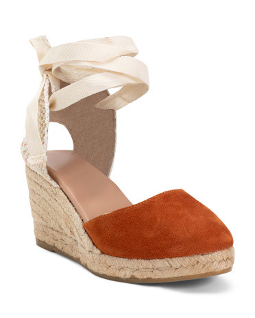 Suede Lace Up Espadrille Wedge Sandals For Women | TJ Maxx