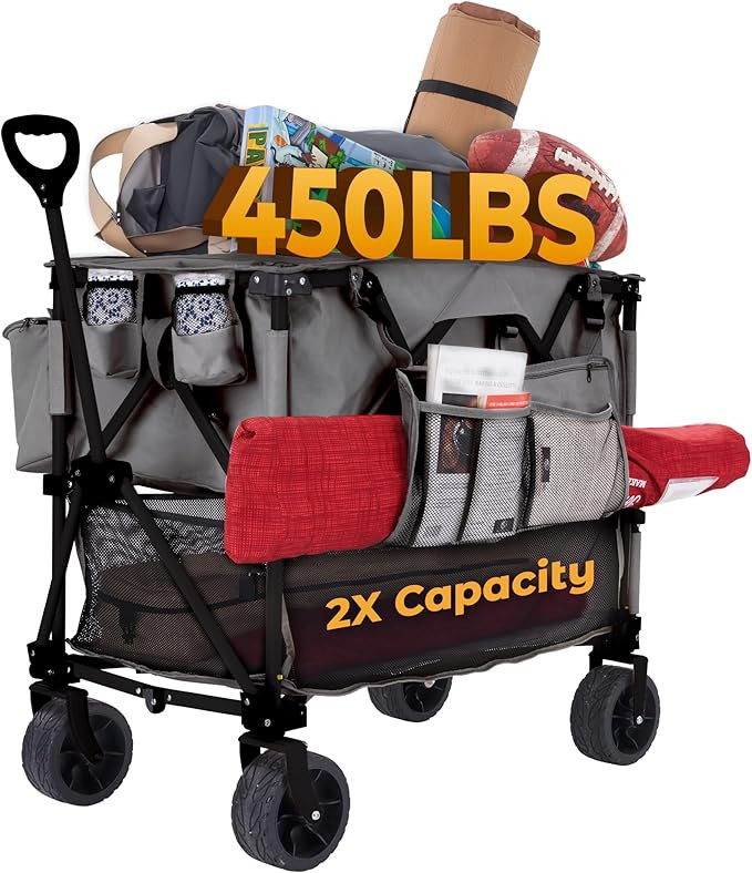 Amazon.com: Camphor Designs 400L Collapsible Folding Double Decker Beach Wagon |Heavy Duty Utilit... | Amazon (US)