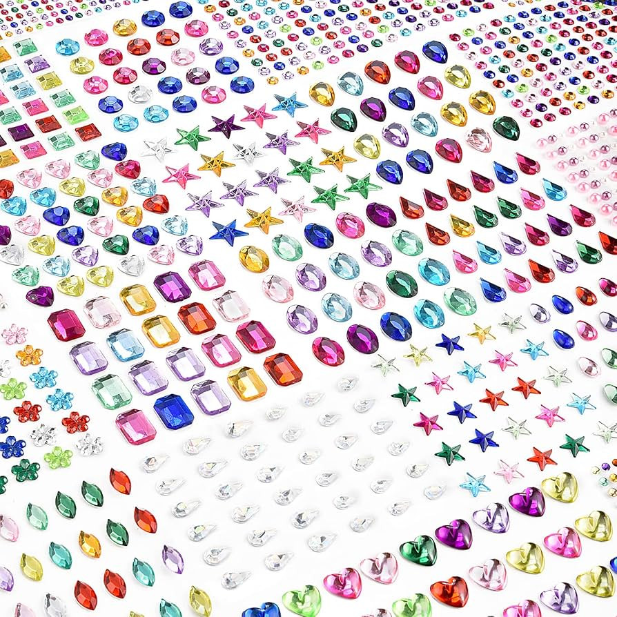 Gem Stickers, 3897Pcs Rhinestone Stickers Stick on Gems for Crafts Self Adhesive Jewels with Mult... | Amazon (US)