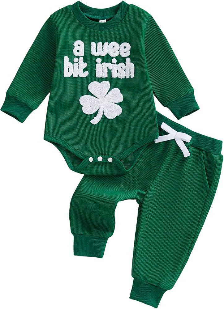 Kupretty Baby Boy Clothes 3 6 12 18 Months Fall Winter Outfit Mama's Boy Embroidery Waffle Long S... | Amazon (US)