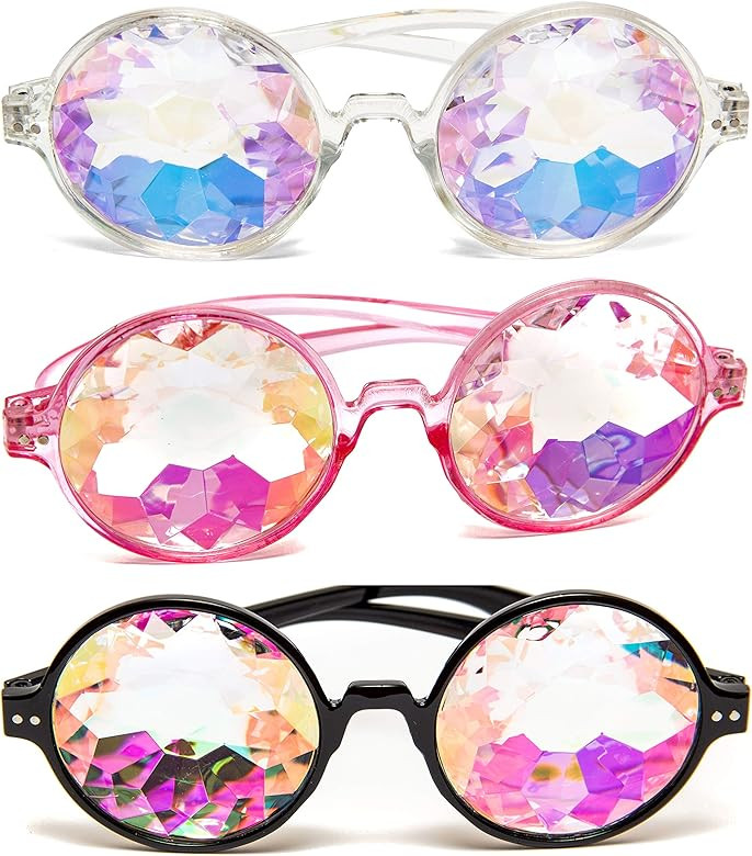 Kaleidoscope Glasses - Trippy Psychedelic Rave Goggles - Funky Prism Glasses For Raves - Festival Ac | Amazon (US)