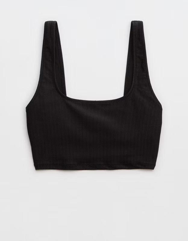 Aerie Shine Rib Longline Scoop Bikini Top | Aerie