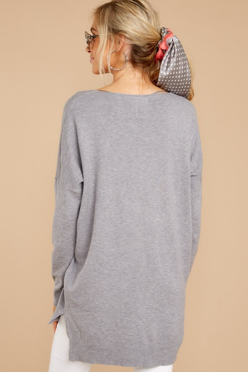 Wind Down Heather Grey Sweater | Red Dress 